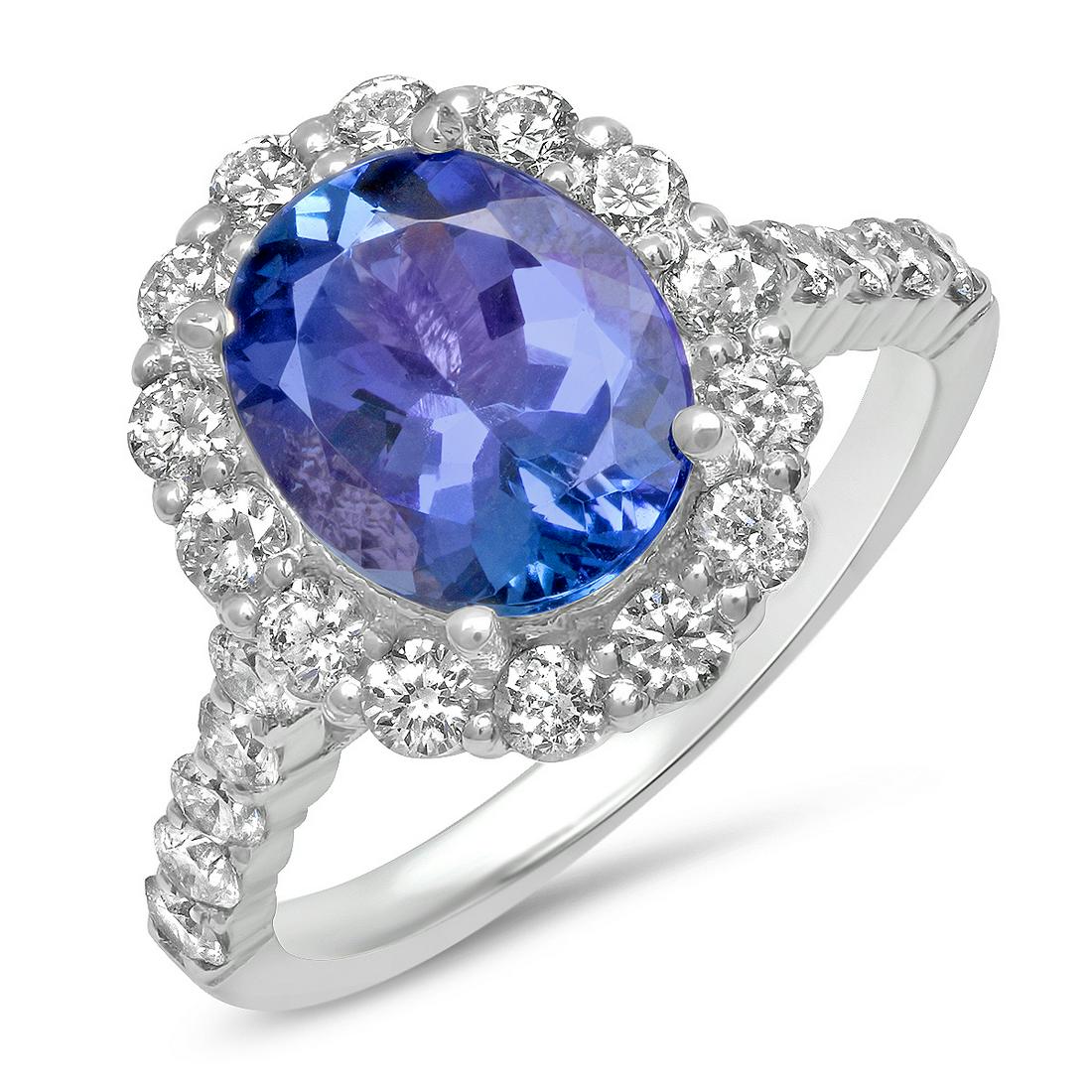 14K WHITE GOLD 3.05CT TANZANITE 0.85CT DIAMOND RING (1 of 2)