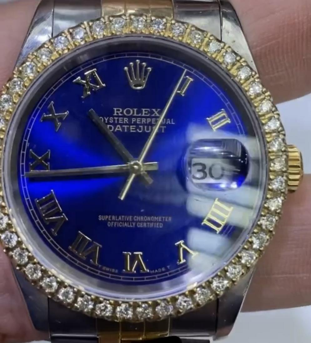 BRAND NEW 36MM ROLEX WITH DIAMONDS AND BLUE DIAL (1 of 1)