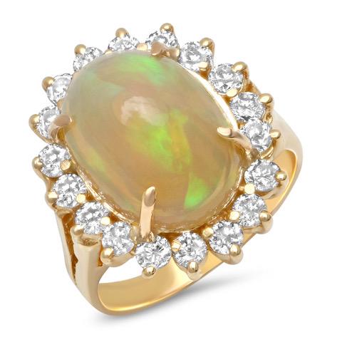 14K YELLOW GOLD 4.25CT OPAL 0.95CT DIAMOND RING (1 of 2)