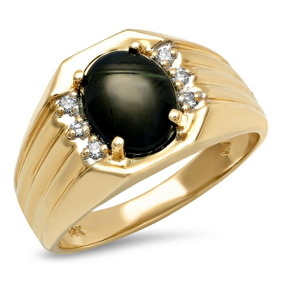 14K YELLOW GOLD 3.00CT BLACK SAPPHIRE 0.30CT DIAMOND MEN'S RING: Retail Price: $9,000.00 / Metal: 14K Solid Yellow Gold/ Manufactured: USA/ (can be adjusted to any size) Main Stone: Sapphire / Carat Weight: 3.00CT/ Color: Black / Clarity: Type 2/ Cut: Excellent/ Tr