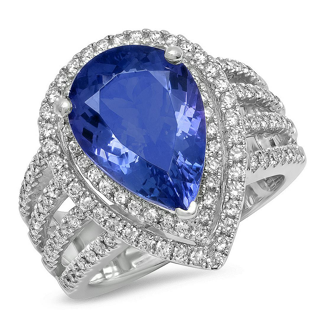 18K WHITE GOLD 6.00CT SAPPHIRE 2.00 CT DIAMOND RING (1 of 3)