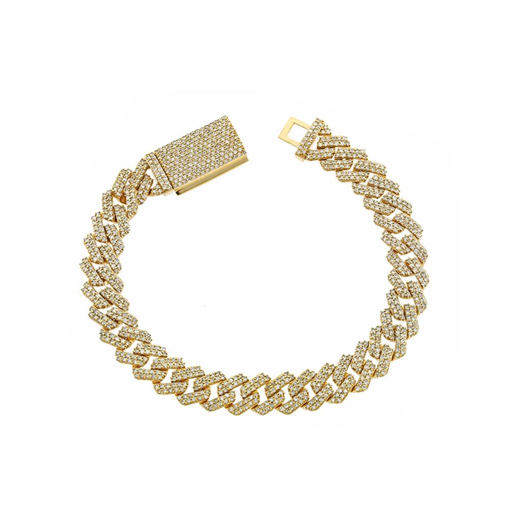14K YELLOW GOLD 5.45CT DIAMOND CUBAN BRACELET (1 of 1)
