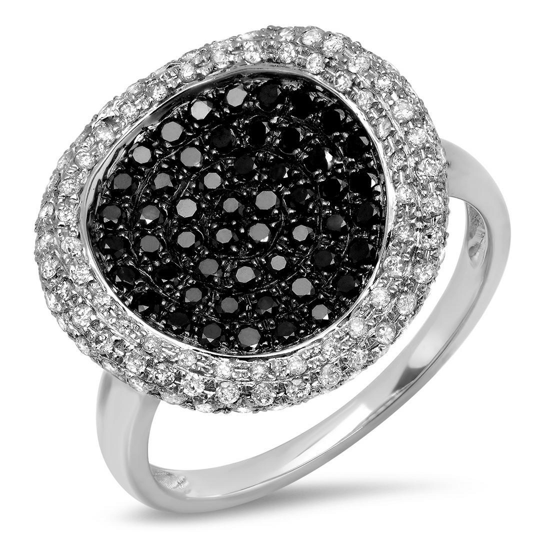 14K WHITE GOLD 0.75CT BLACK & WHITE DIAMOND RING (1 of 2)