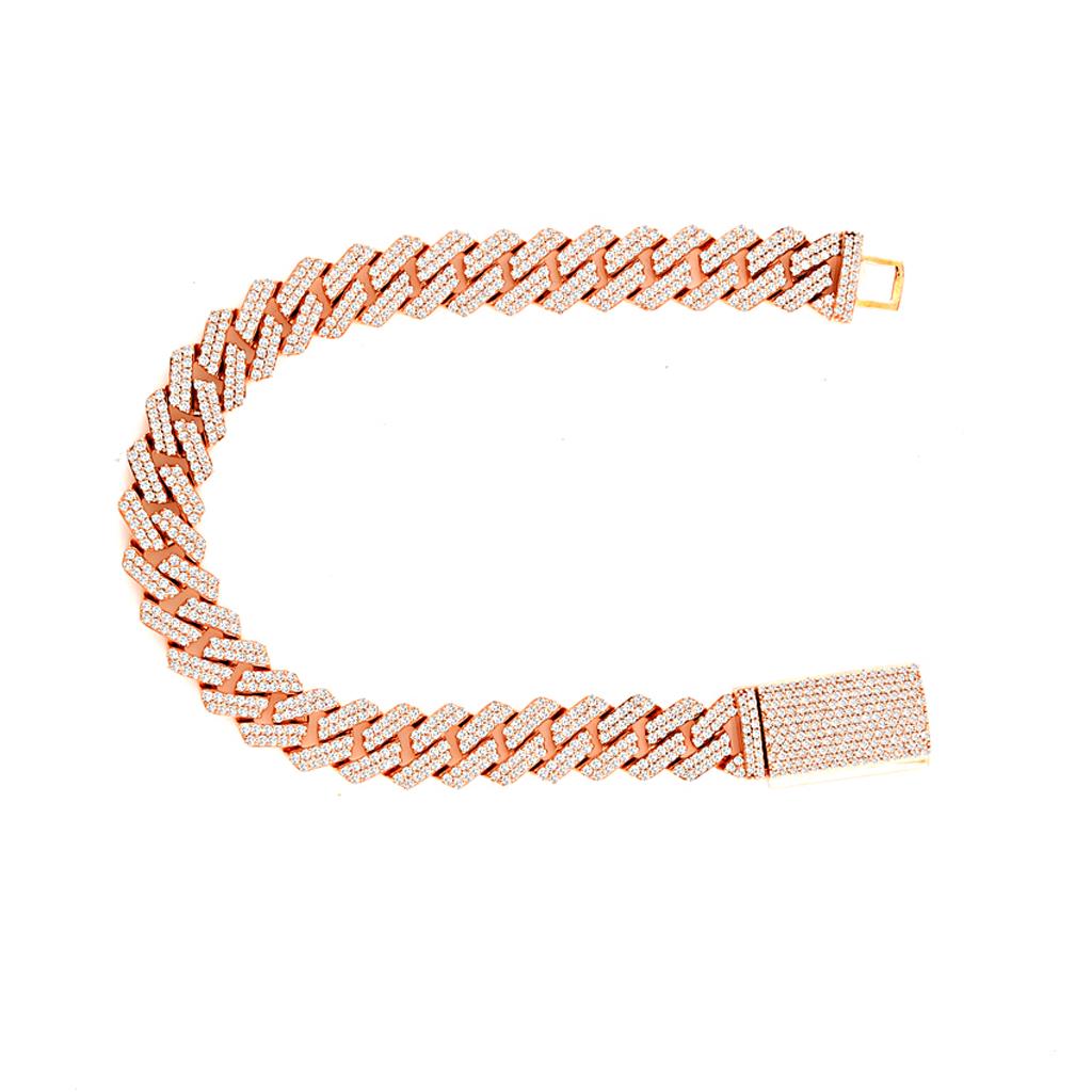 14K ROSE GOLD 7.04CT DIAMOND CUBAN BRACELET (1 of 1)