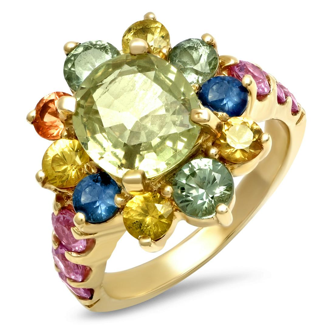 14K YELLOW GOLD 6.75CT MULTI SAPPHIRE RING (1 of 2)