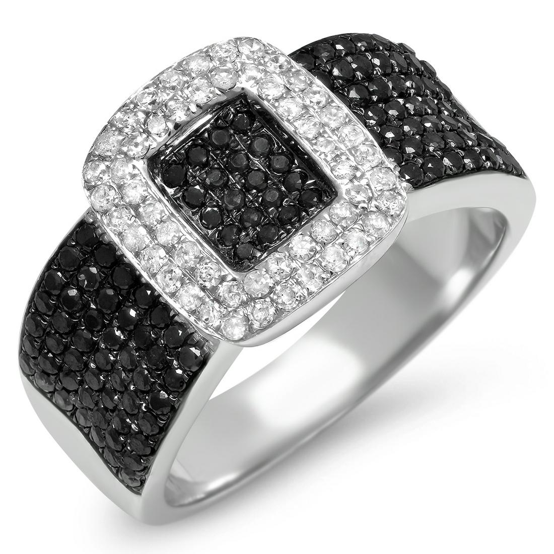 14K WHITE GOLD 1.25CT BLACK & WHITE DIAMOND RING (1 of 2)