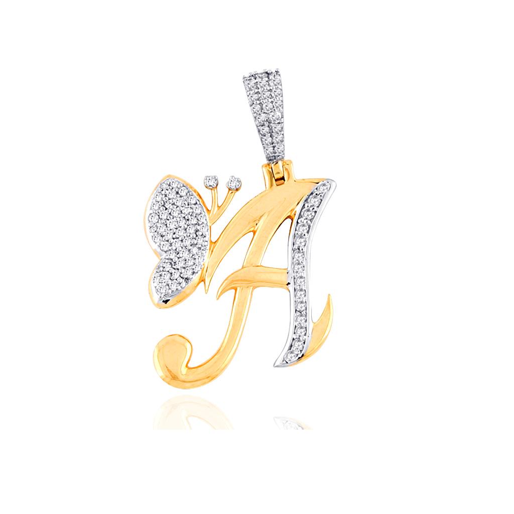 10K YELLOW GOLD 0.44CT DIAMOND LETTER A PENDANT (1 of 1)