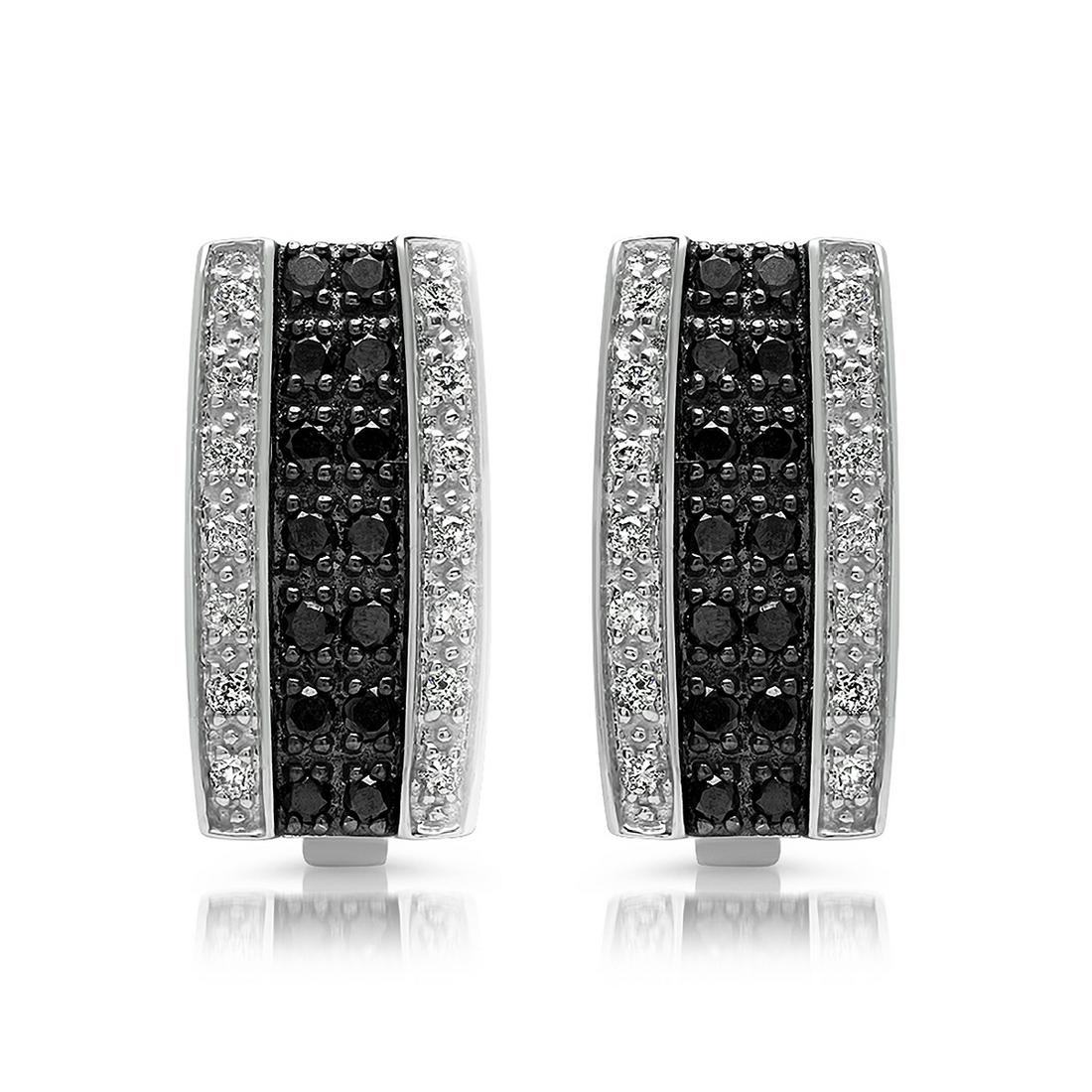 14K WHITE GOLD BLACK & WHITE 1.20CT DIAMOND EARRINGS: Retail Price: $6,000.00 / Metal: 14k Solid White Gold / Manufactured: USA // Main Stone: Diamond // Color: Black & White // Carat Total Weight: 1.20CT // Clarity: SI 1 - SI2 // Color Grade: H-I // Cut