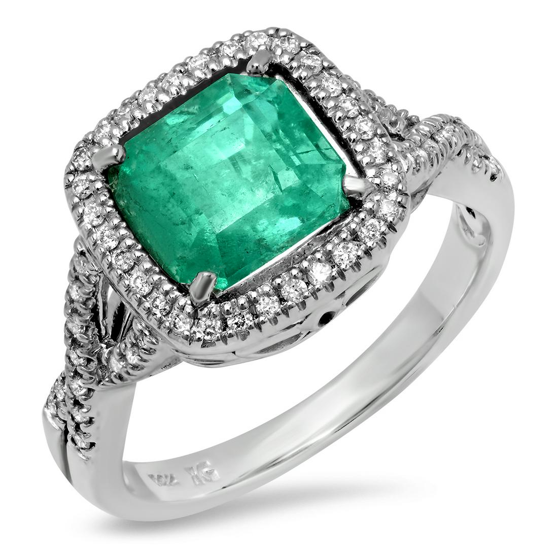14K WHITE GOLD 2.55CT COLUMBIAN EMERALD 0.55CT DIAMOND RING (1 of 2)