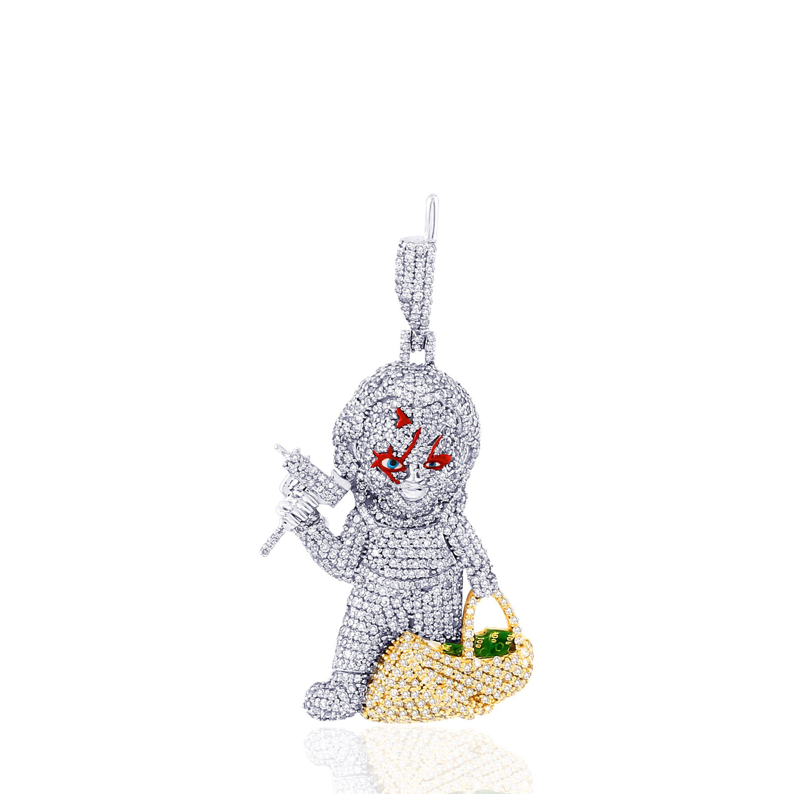 14K TWO TONE GOLD 2.10CT MULTICOLOR DIAMOND  CHARACTER PENDANT (1 of 1)