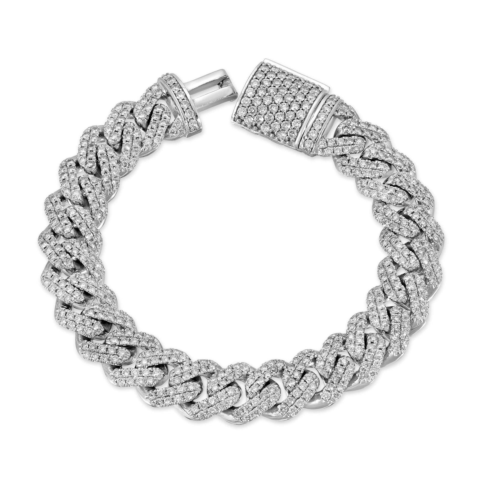 14K WHITE/YELLOW/ROSE SOLID GOLD 12MM 8.5INCH 10.00CT DIAMOND BRACELET (1 of 1)