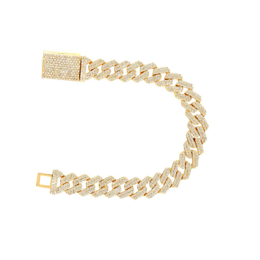 14K YELLOW GOLD 9.00CT DIAMOND CUBAN BRACELET (1 of 1)