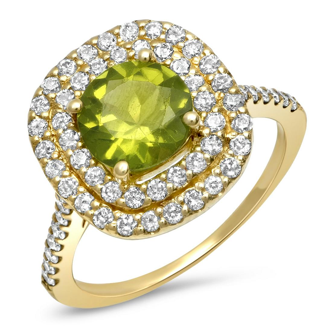 14K YELLOW GOLD 1.28CT PERIDOT 1.05CT DIAMOND RING (1 of 1)