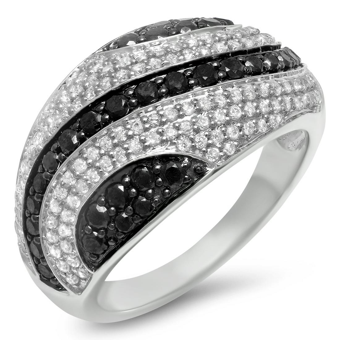 14K WHITE GOLD 1.55 BLACK AND WHITE DIAMOND RING (1 of 2)