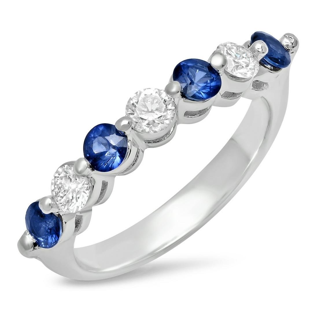 14K WHITE GOLD 0.40 SAPPHIRE 0.41CT DIAMOND RING (1 of 2)