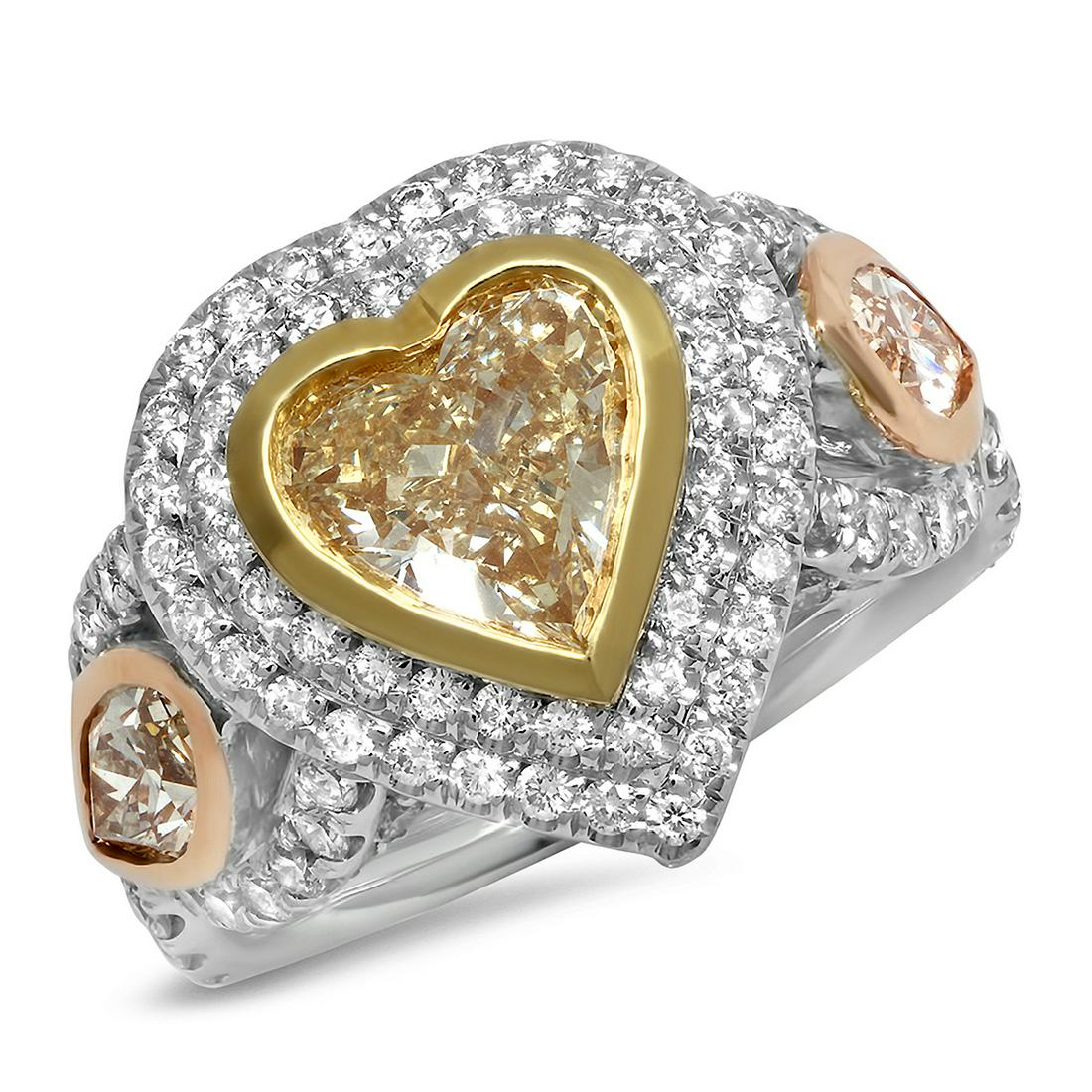 14K WHITE GOLD 3.42CT FANCY & WHITE DIAMOND RING (1 of 3)