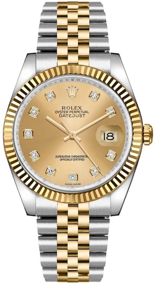ROLEX 36 CHAMPAGNE DIAMOND DIAL OYSTERSTEEL AND YELLOW GOLD: Retail Price: $50,000.00 / ROLEX 36 CHAMPAGNE DIAMOND DIAL / COMES WITH APPRAISAL CERTIFICATE