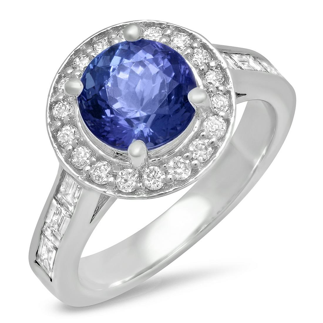 14K WHITE GOLD 0.55CT NATURAL SAPPHIRE 1.55CT DIAMOND RING (1 of 2)