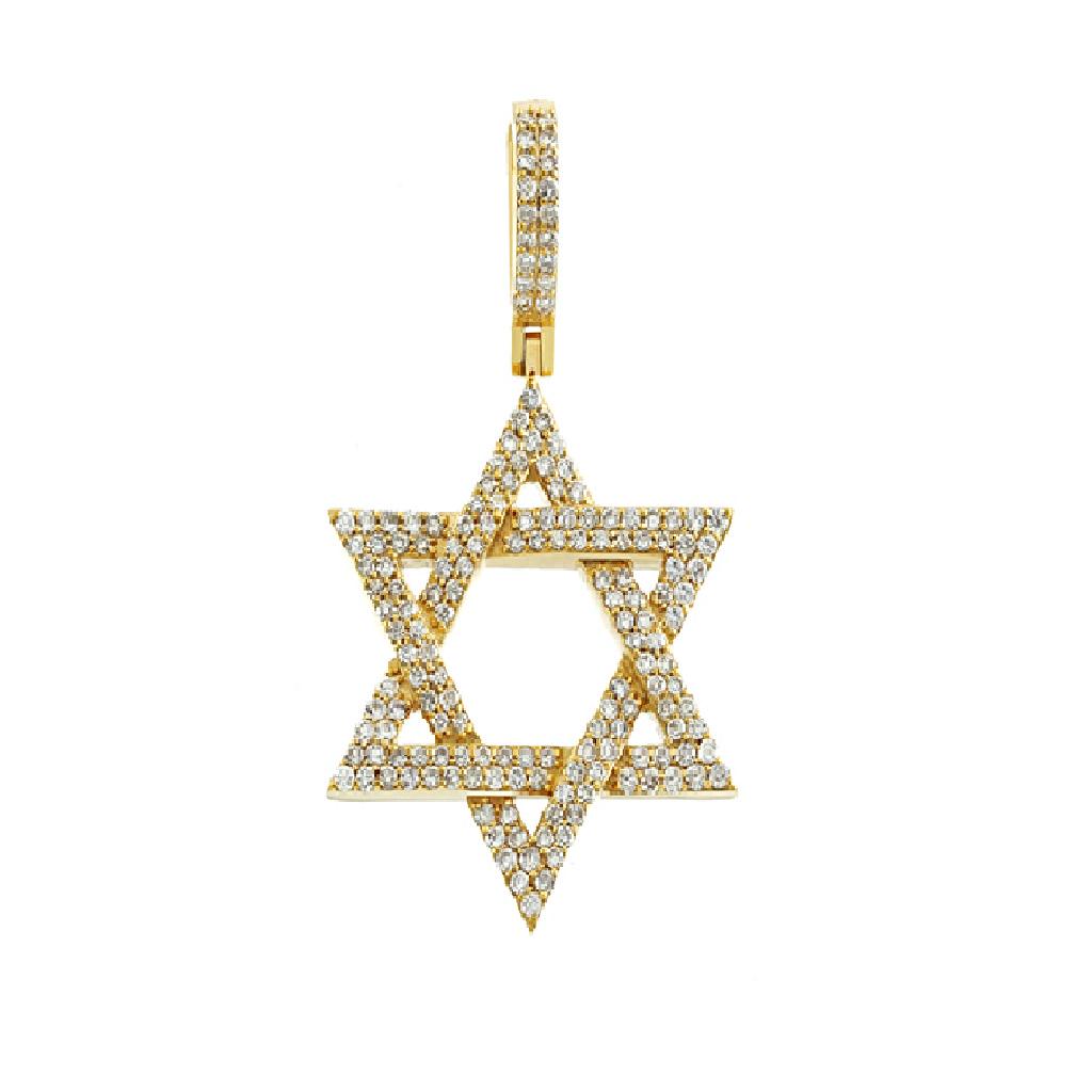 14K YELLOW GOLD 2.71CT DIAMOND STAR OF DAVID SIGN (1 of 1)