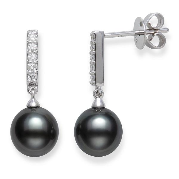 14KT WG 8-9MM TAHITIAN & DIAMOND EARRING: Retail Price: $9,000.00 / 14KT WG 8-9MM TAHITIAN & DIAMOND EARRING / REF: E-4673WA