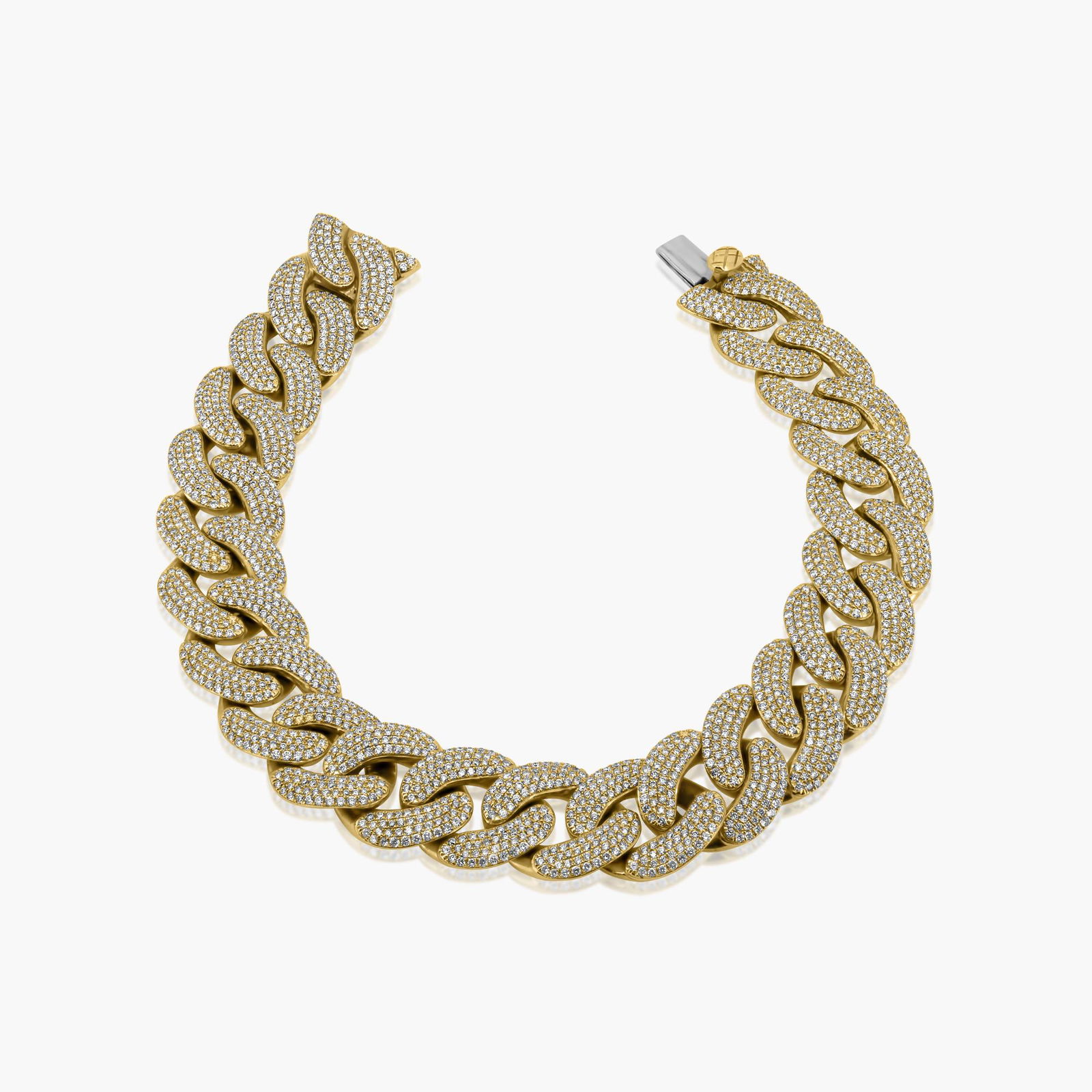 14K SOLID YELLOW GOLD CUBAN BRACELET 10.00CT DIAMOND BRACELET (1 of 1)