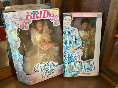 1986 Mattel Jewel Secrets Ken Doll and 1991 Modern Bride Doll in the original boxes: 1986 Mattel Jewel Secrets Ken Doll and 1991 Modern Bride Doll in the original boxes