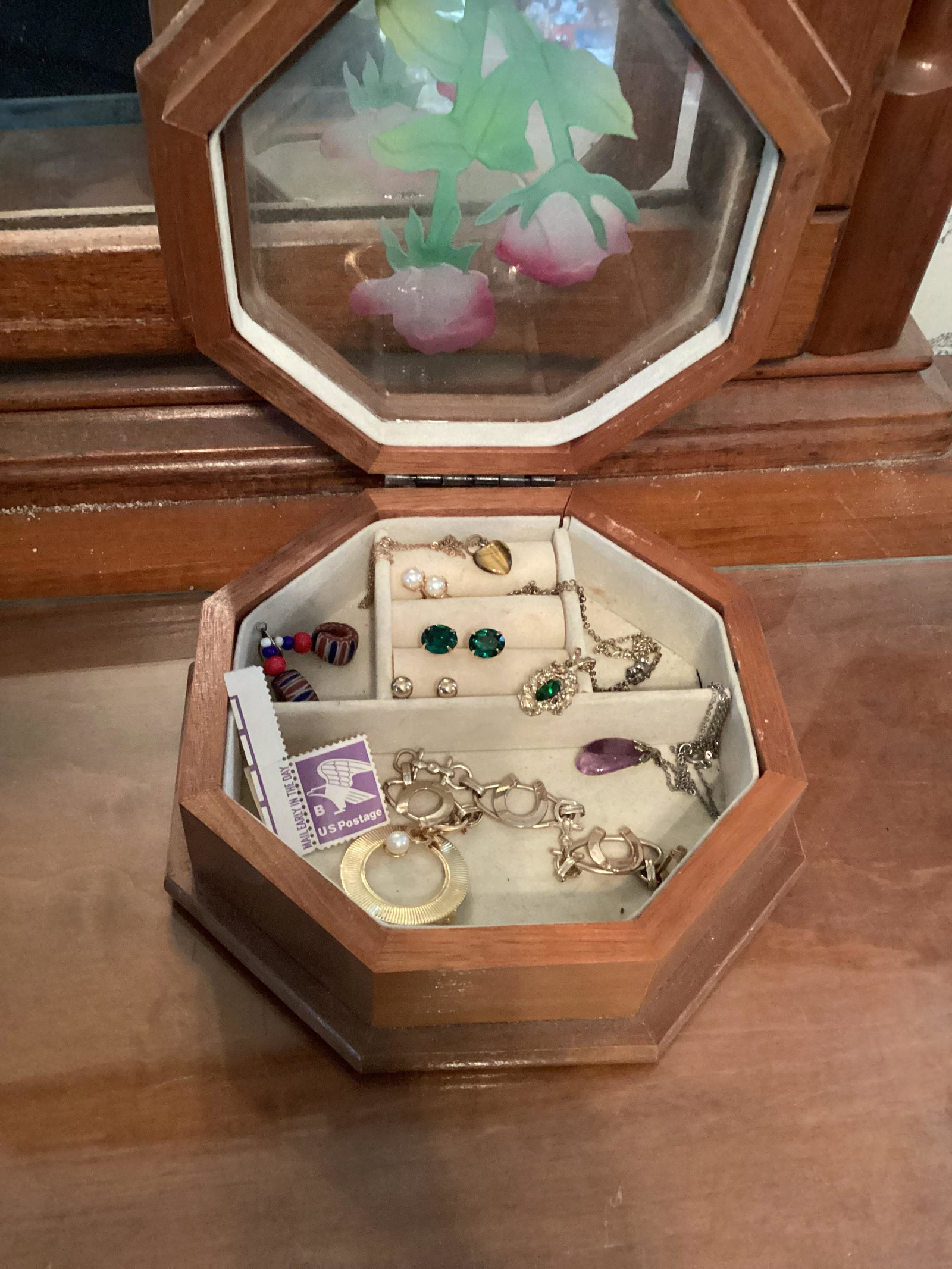 Jewelry Box with Tigers Eye Heart Pendant, Earrings and more (1 of 1)