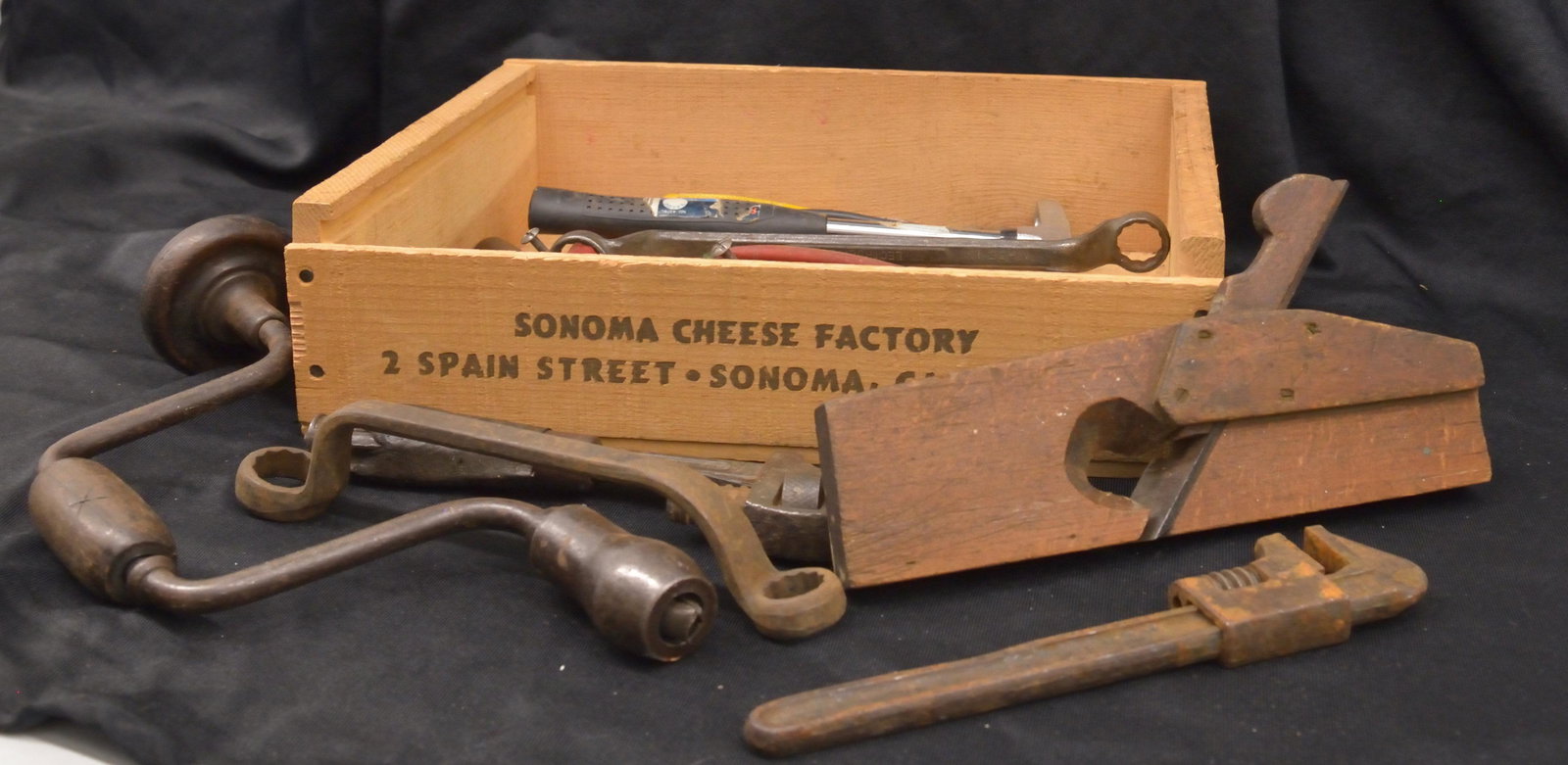Box of various hand tools, some vintage (1 of 2)