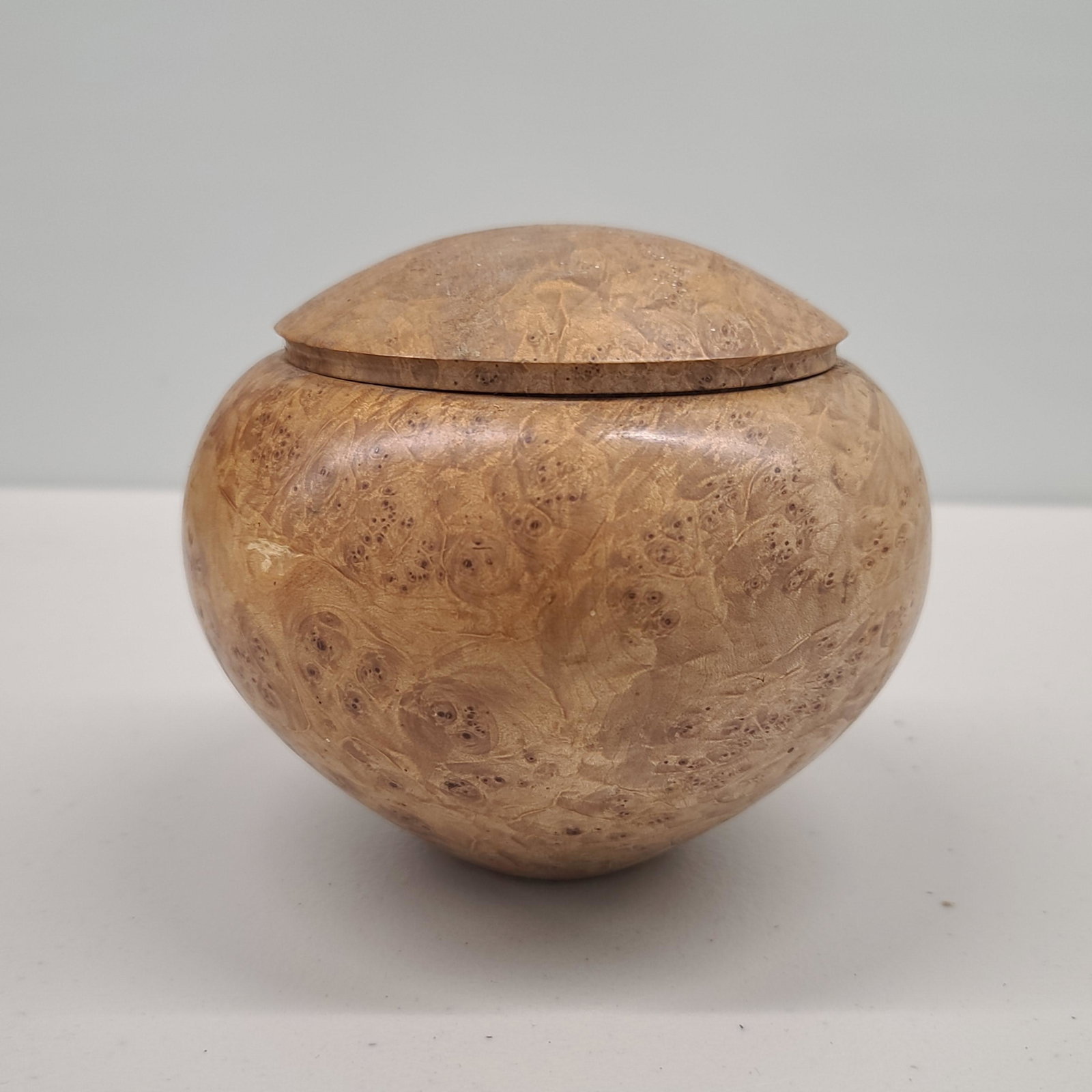 Handcrafted Bird's Eye Maple Wooden Lidded Vessel Signed Michael Mode (1 of 3)