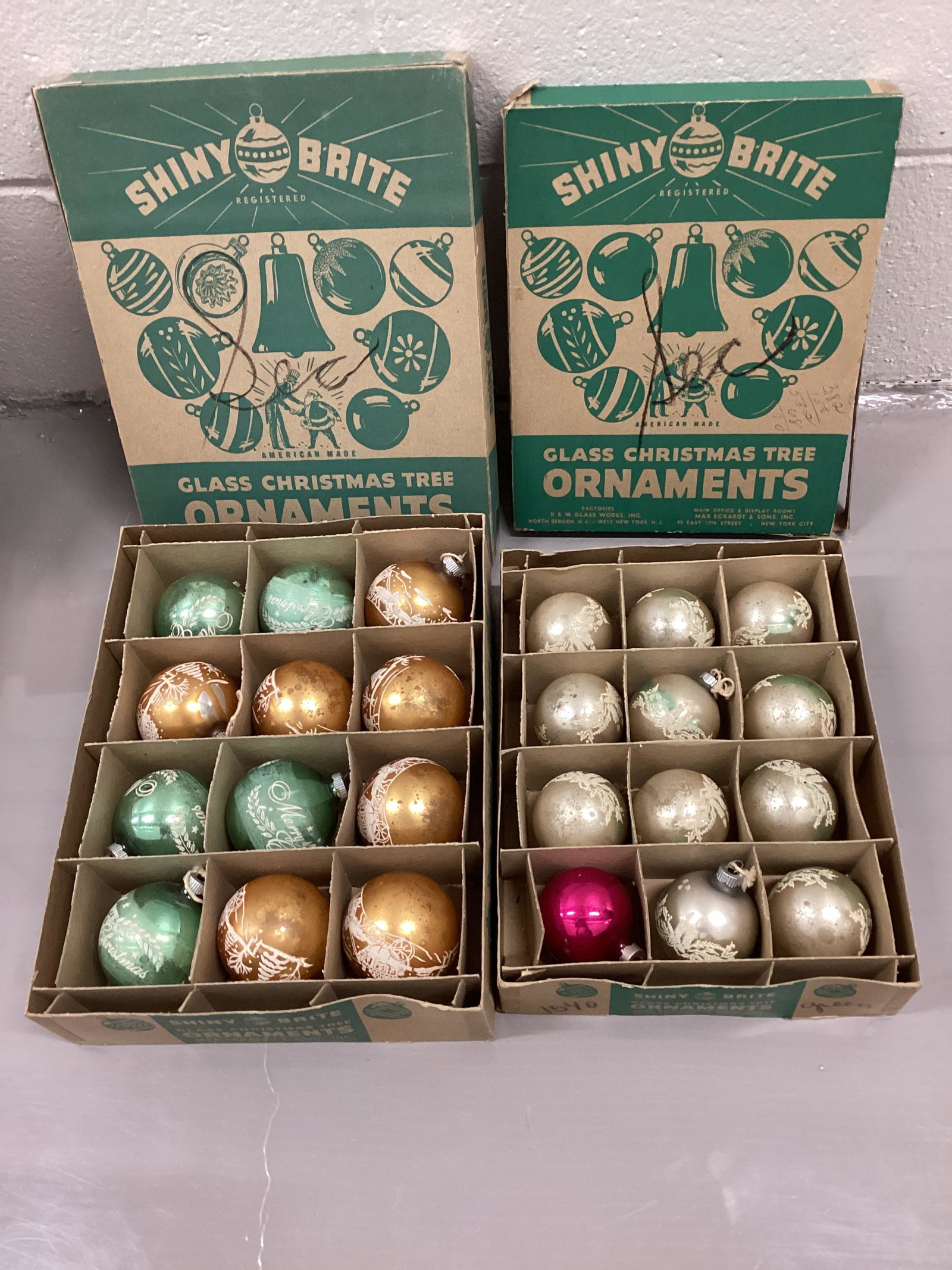 Two Boxes of Vintage Shiny Brite Christmas Ornaments: Two Boxes of Vintage Christmas Ornaments
