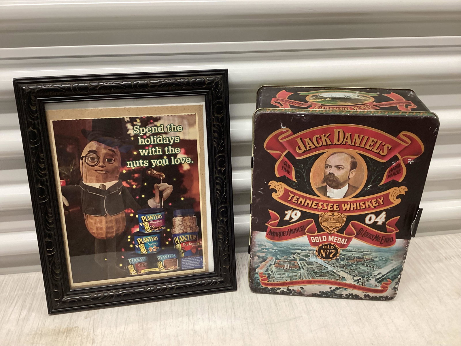Jack Daniels Tin and Vintage Planters Framed Advertisement (1 of 1)