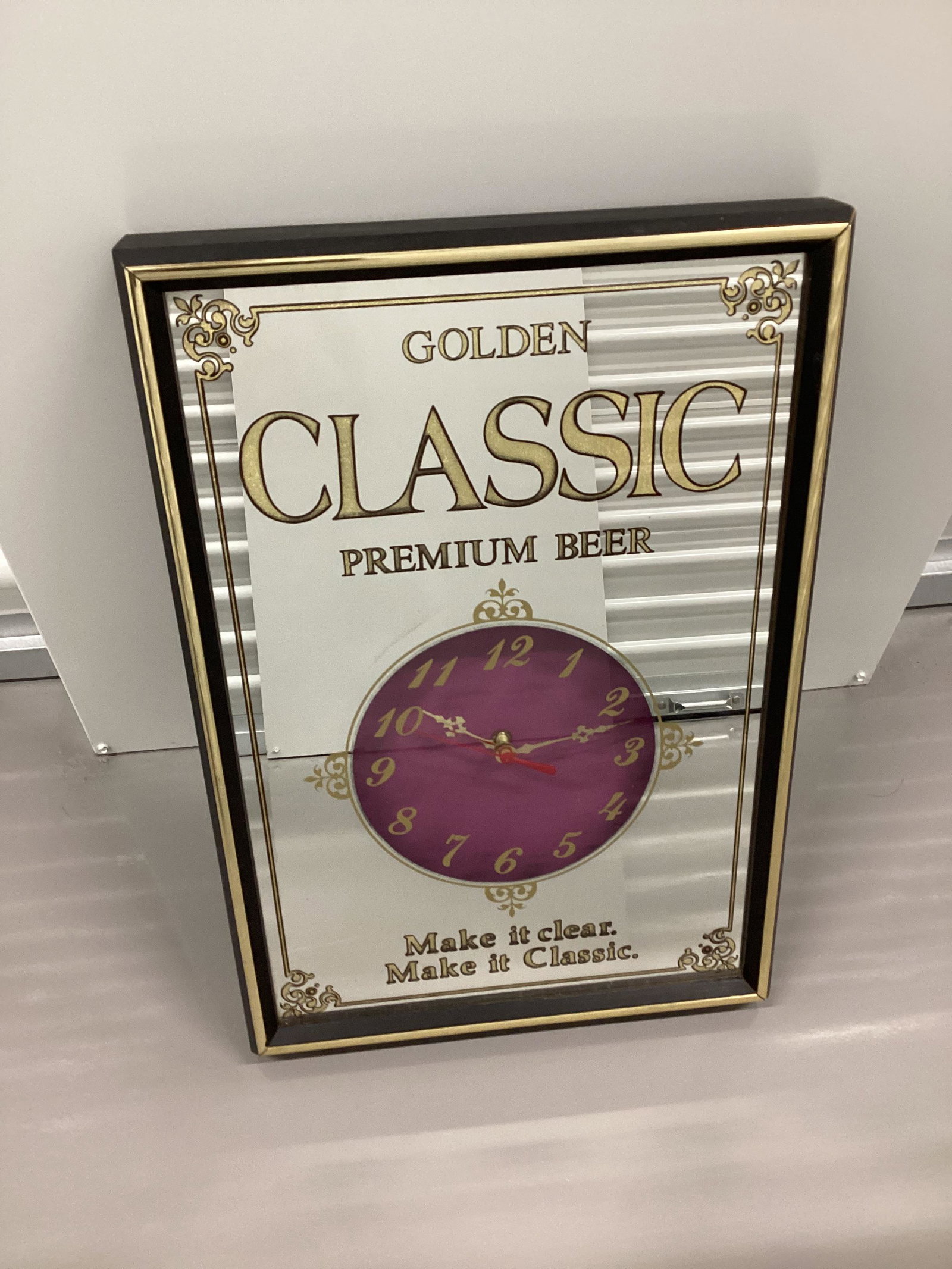 Vintage Christian Schmidt Brewing Golden Classic Premium Beer Advertising Mirror with Clock (1 of 1)