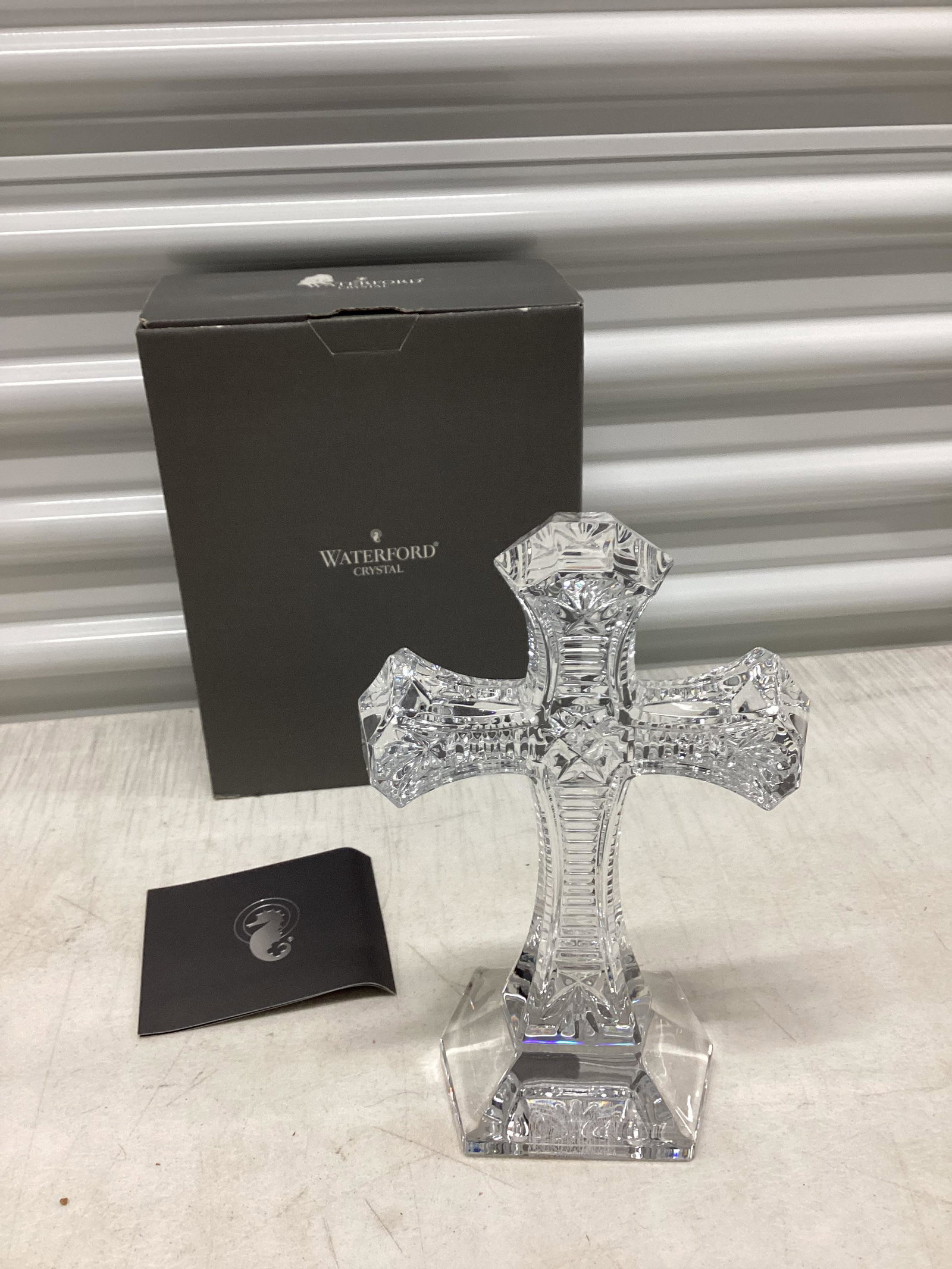 Waterford Crystal Clare Standing Cross with box: 9.75"