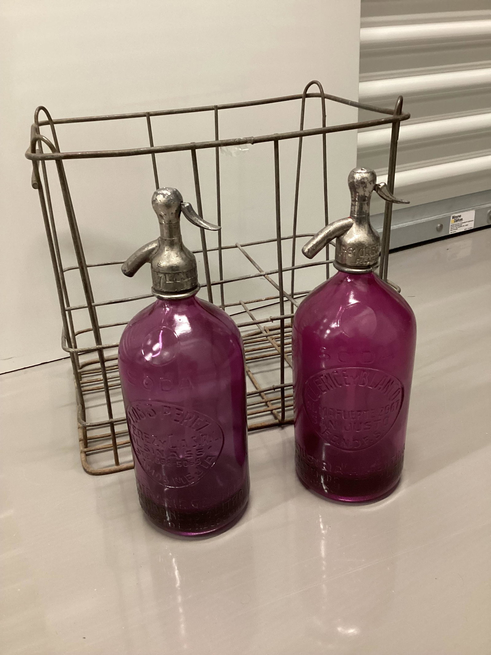 Vintage Seltzer Bottles with Metal Crate (1 of 3)