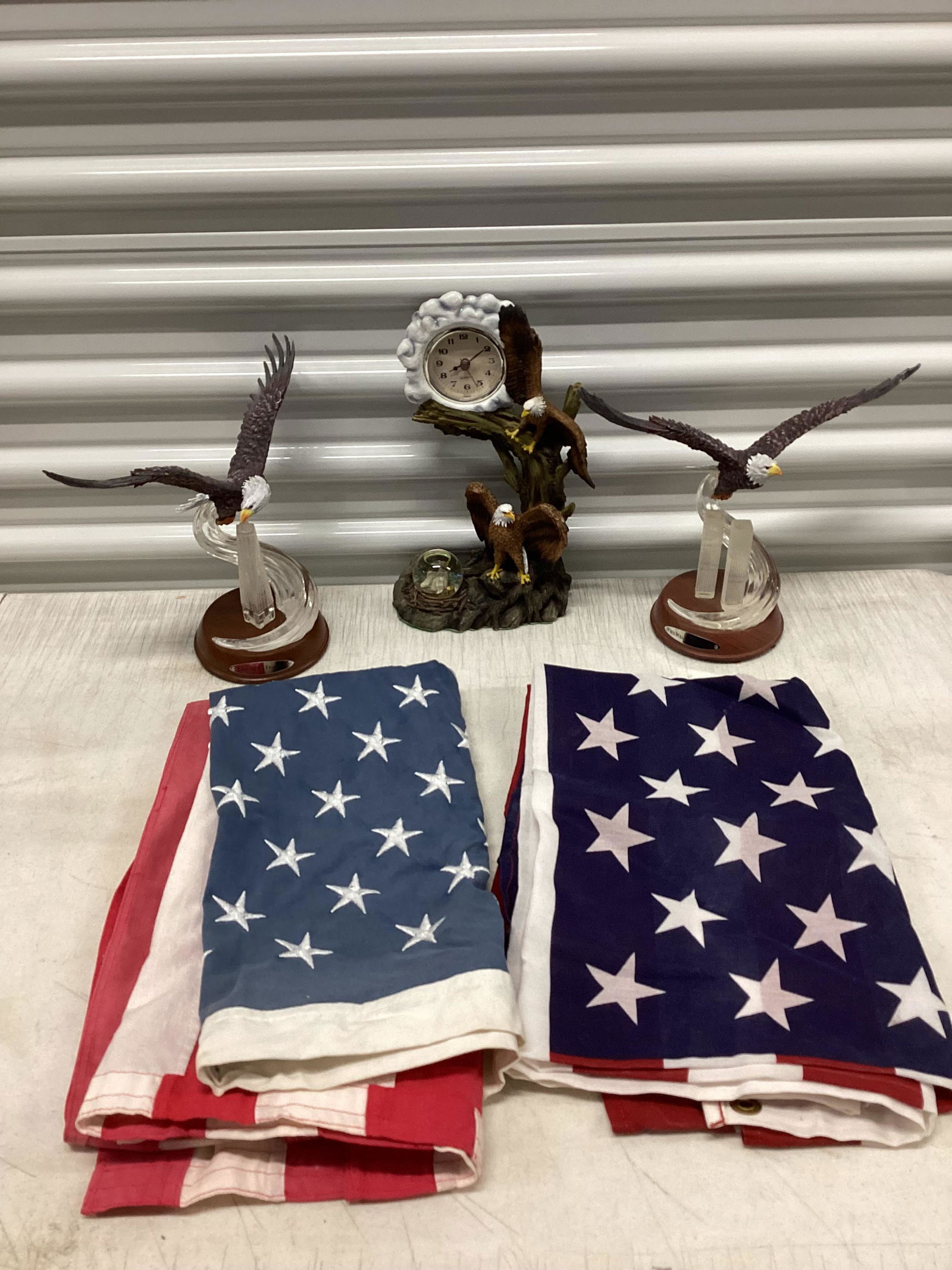 Bradford Exchange 9/11 Eagles Statues, Eagle Clock & Flags (1 of 1)