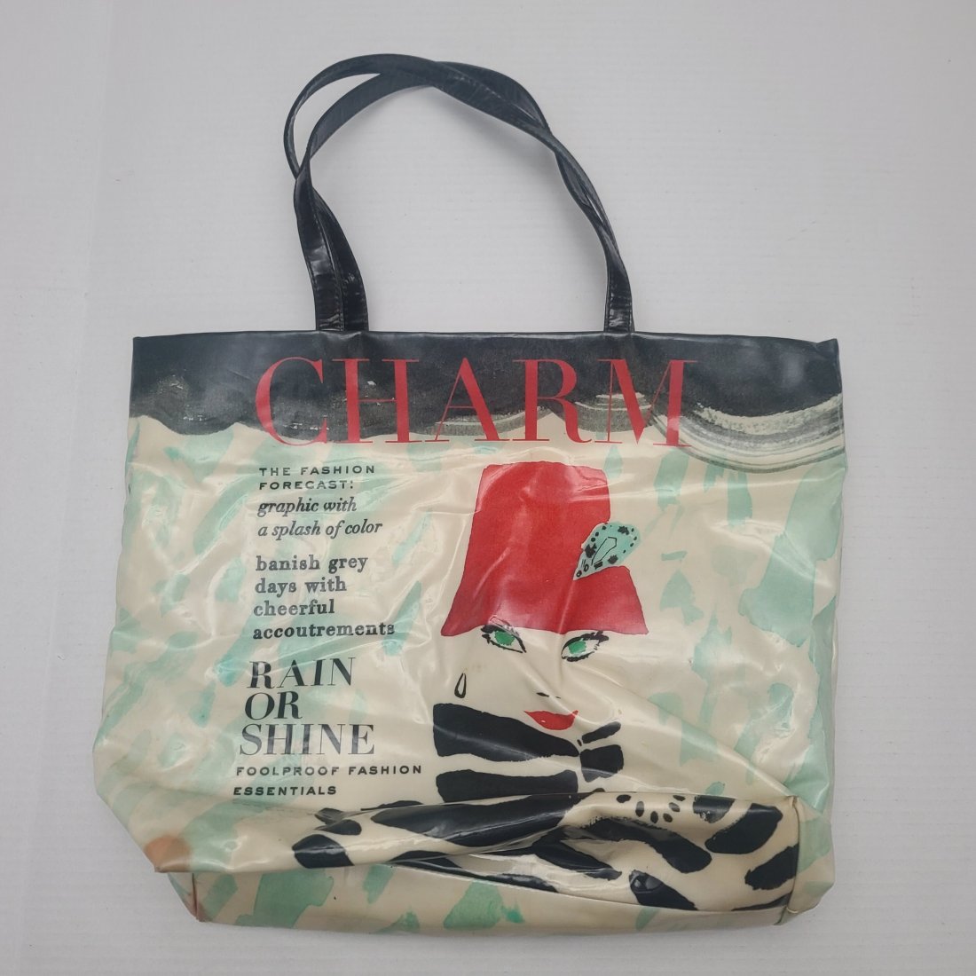 Kate Spade Large Vinyl Charm Tote: Approx 13x14".