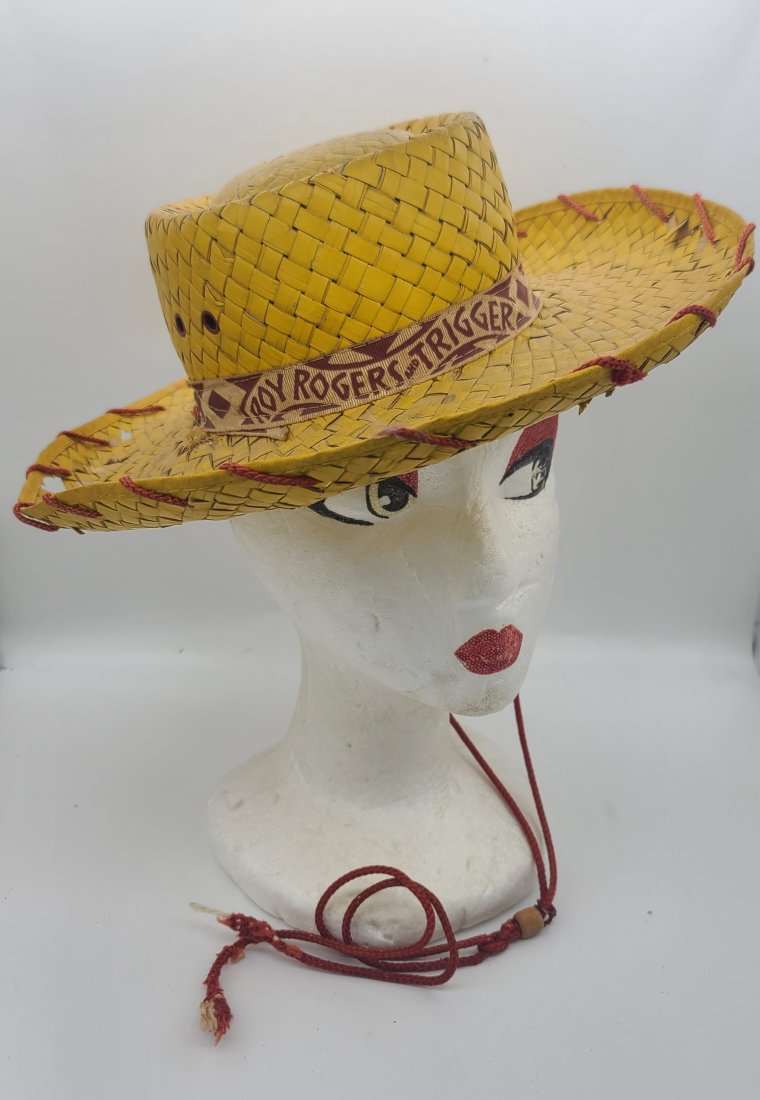 Vintage Roy Rogers and Trigger Cowboy Hat: Note damage and is fragile due to age. approx 14" long.