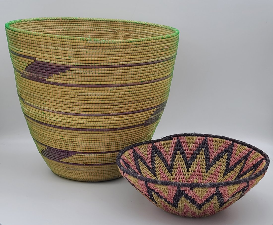 Vibrant Woven Baskets: Larger is 9.25 x 10"