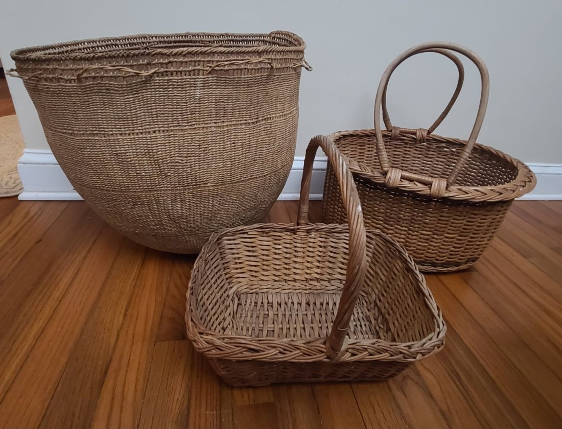 Large Baskets including Movable Handled: Largest measures 17 x 18" tall