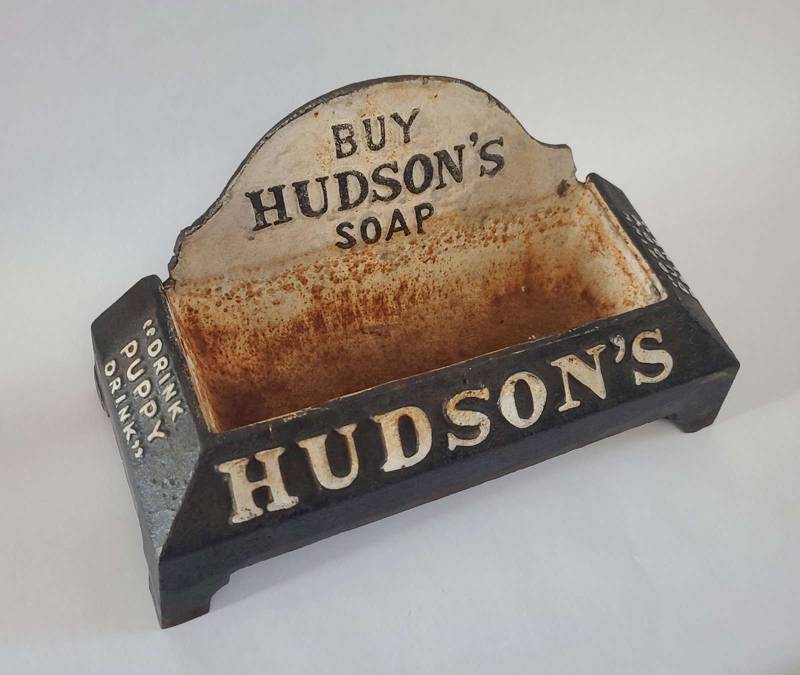 Antique Hudson's Soap Cast Iron Advertising Dog Bowl (1 of 5)