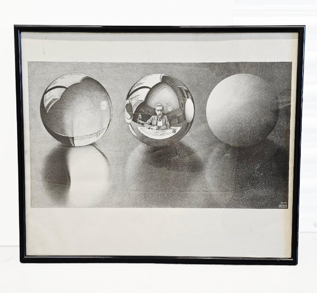 Framed M.C. Escher three spheres print (1 of 3)
