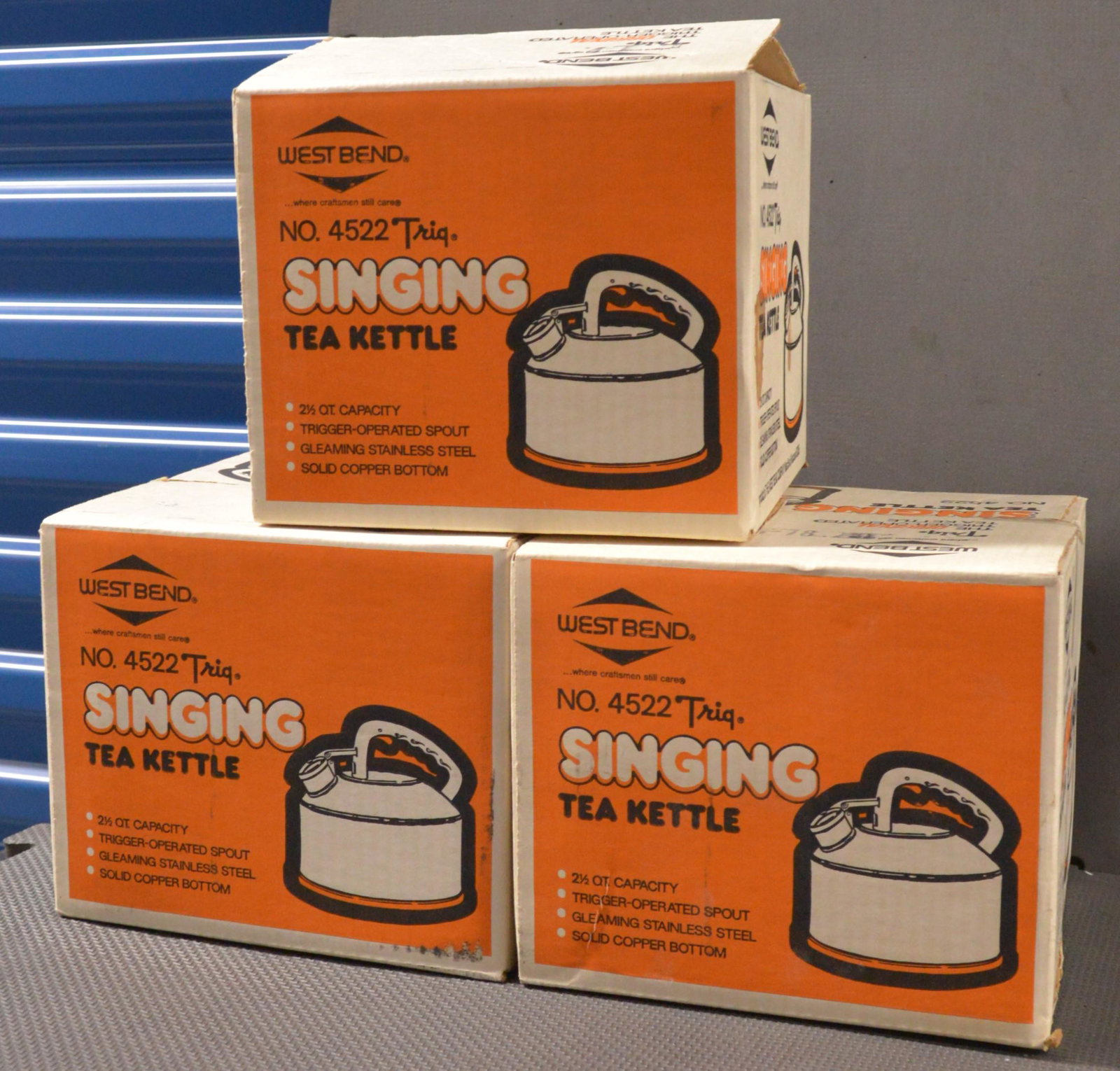 Three vintage  NOS West Bend Singing Tea Kettles (1 of 1)