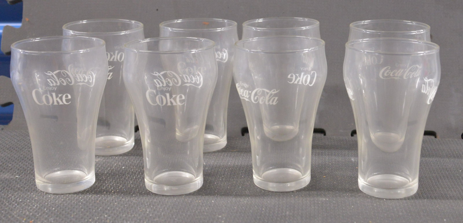 8 vintage Coca Cola glasses: 5" tall