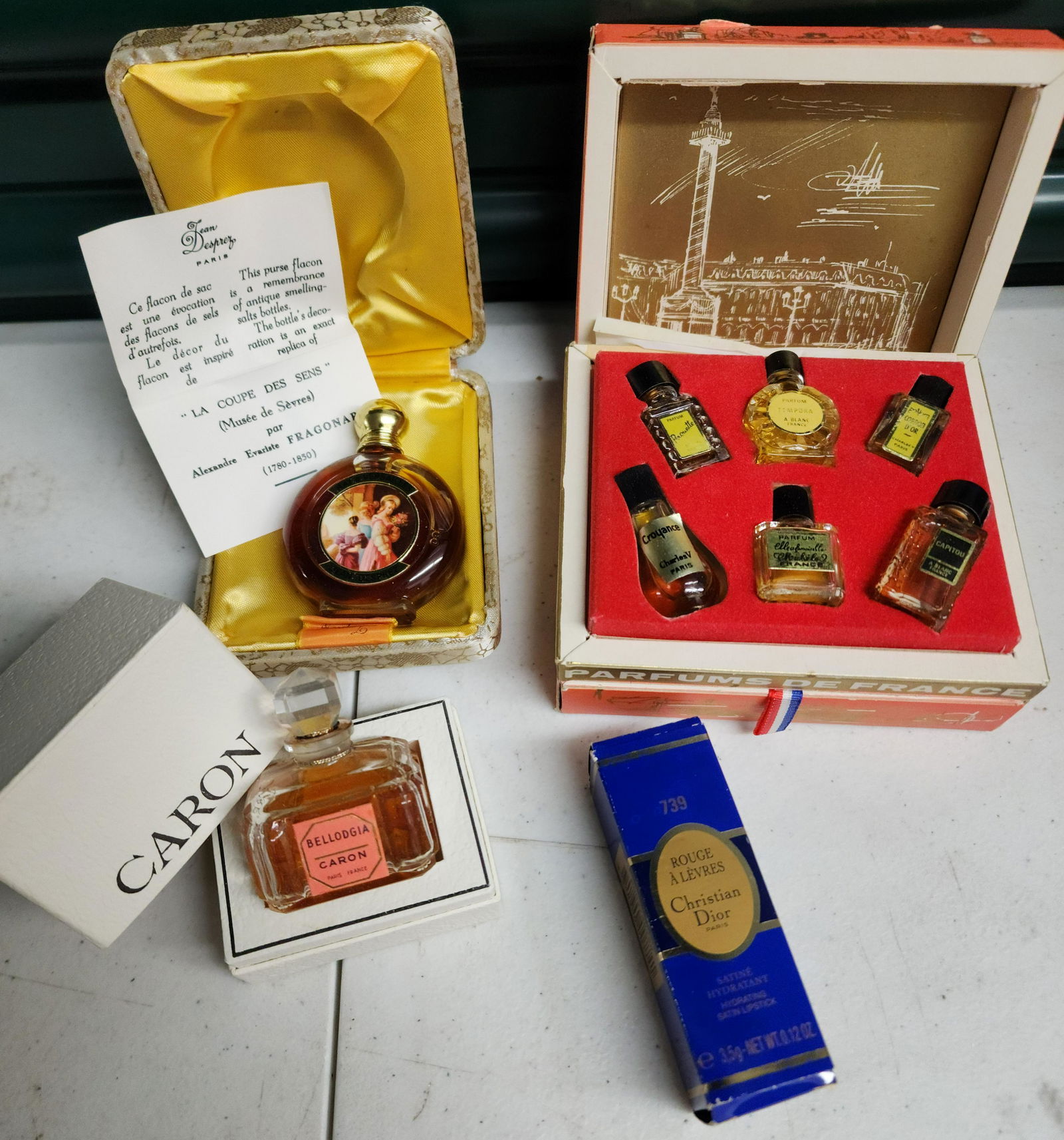 Parfum de France 6-piece perfume set, Caron Belladgio and Jean Desprey perfumes, and Christian Dior (1 of 1)