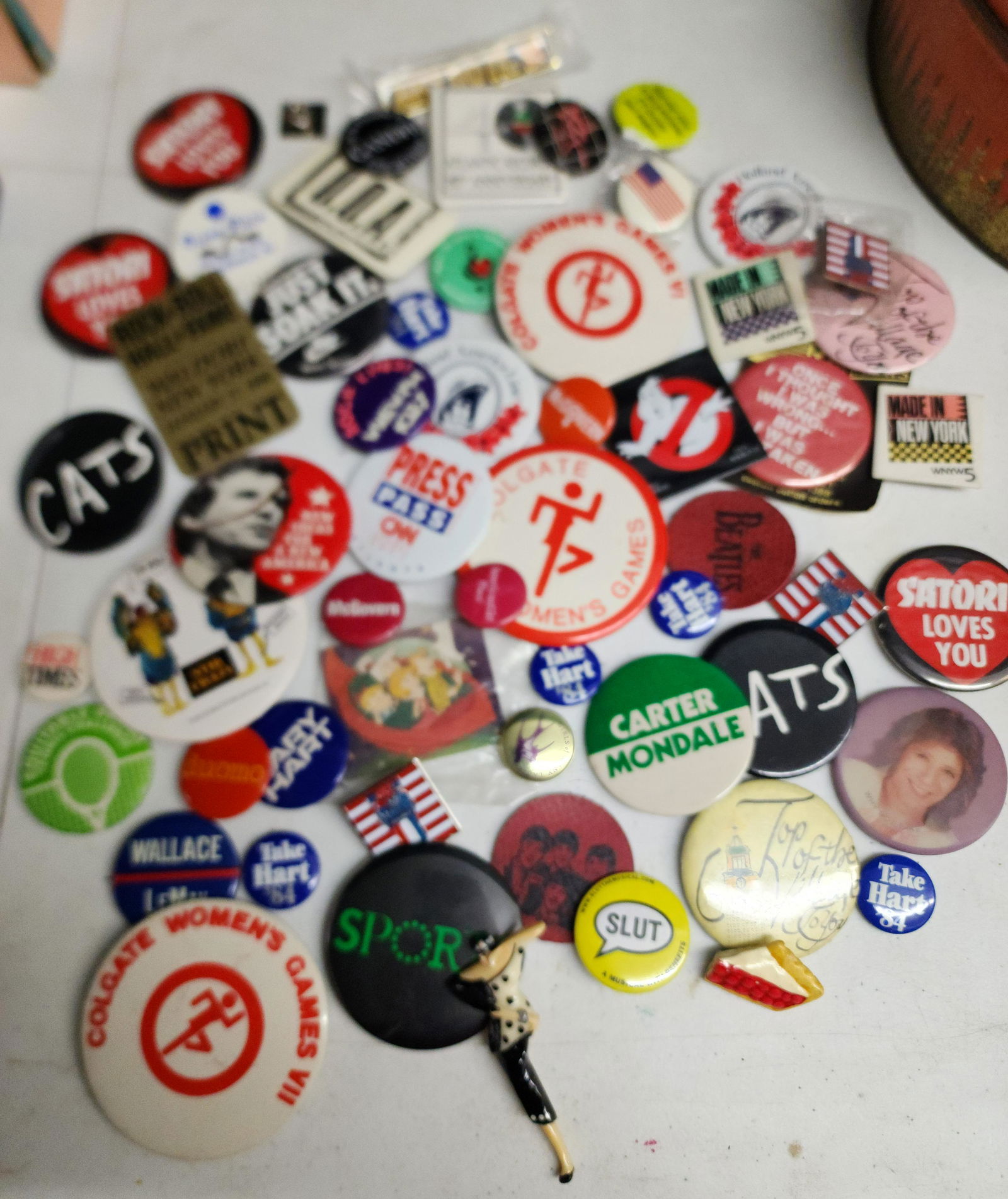 Collection of vintage buttons including political and entertainment (1 of 1)