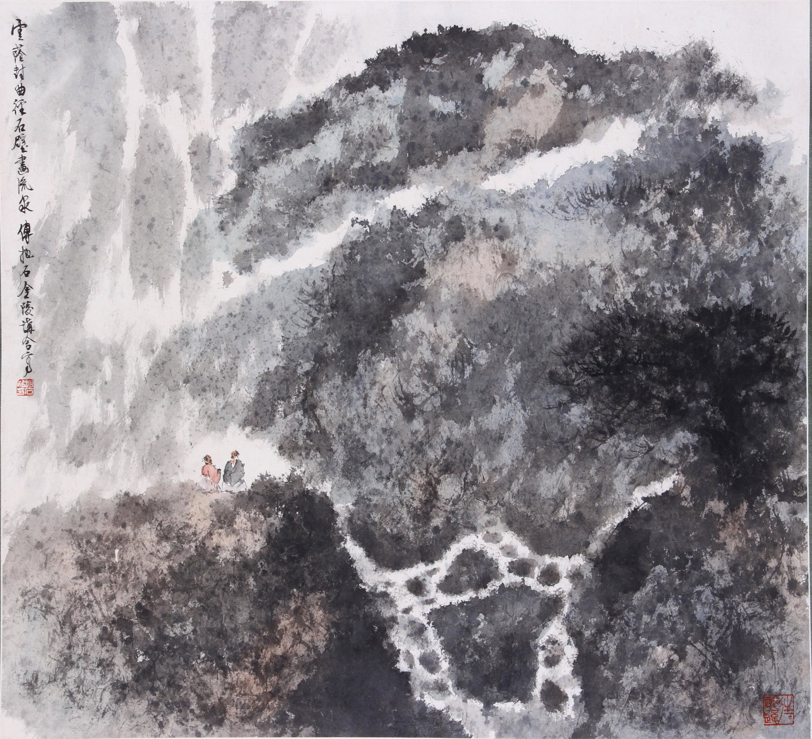 CHINESE SCROLL PAINTING OF MOUNTAIN VIEWS SIGNED BY FU BAOSHI (1 of 5)