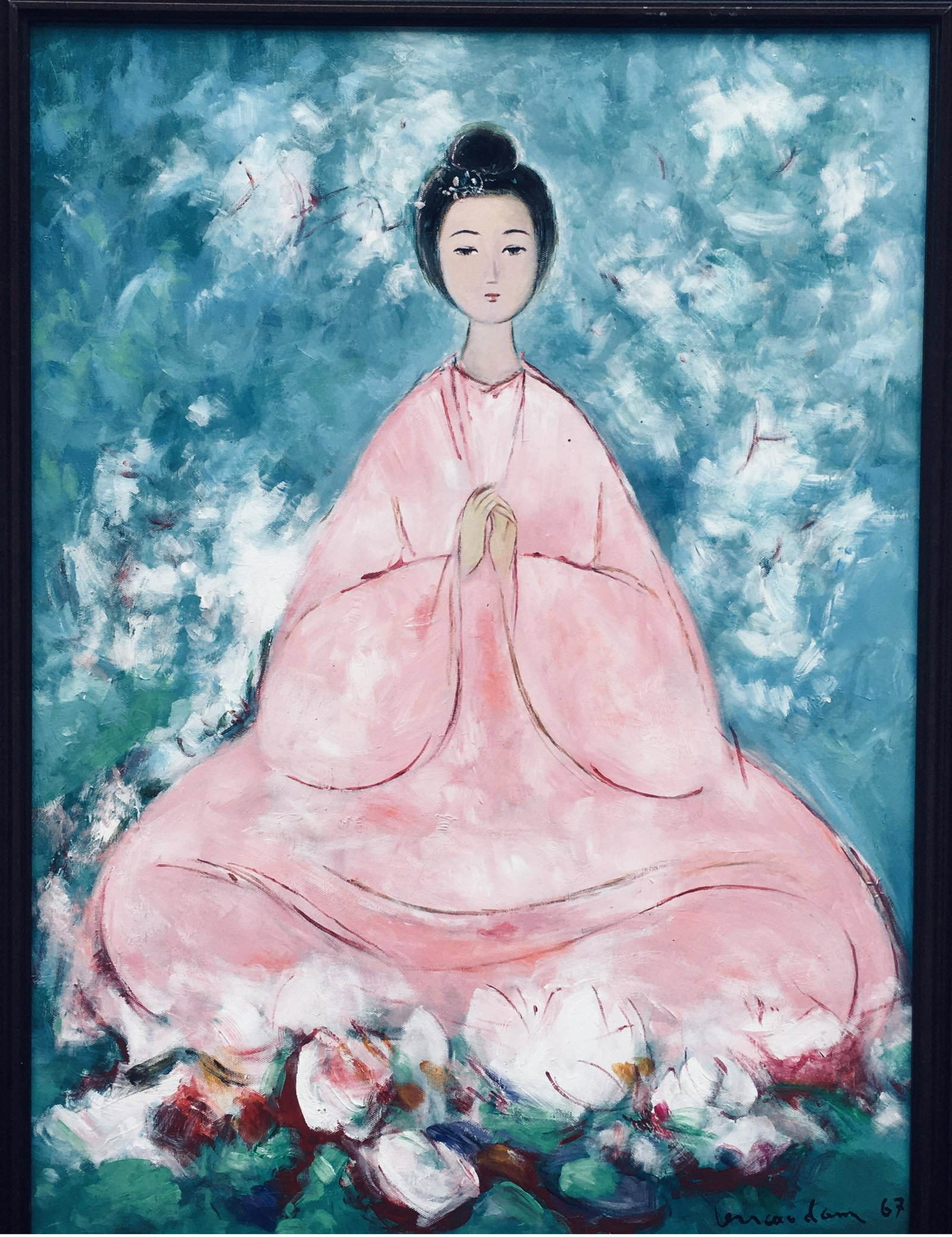 VU CAO DAM 1908-2000 VIETNAMESE OIL PAINTING ON CANVAS OF SEATED GIRL (1 of 7)