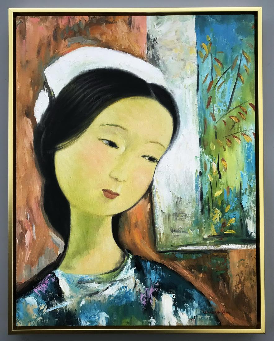 OIL PAINTING ON CANVAS BEAUTY SIGNED VU CAODAM (1 of 6)