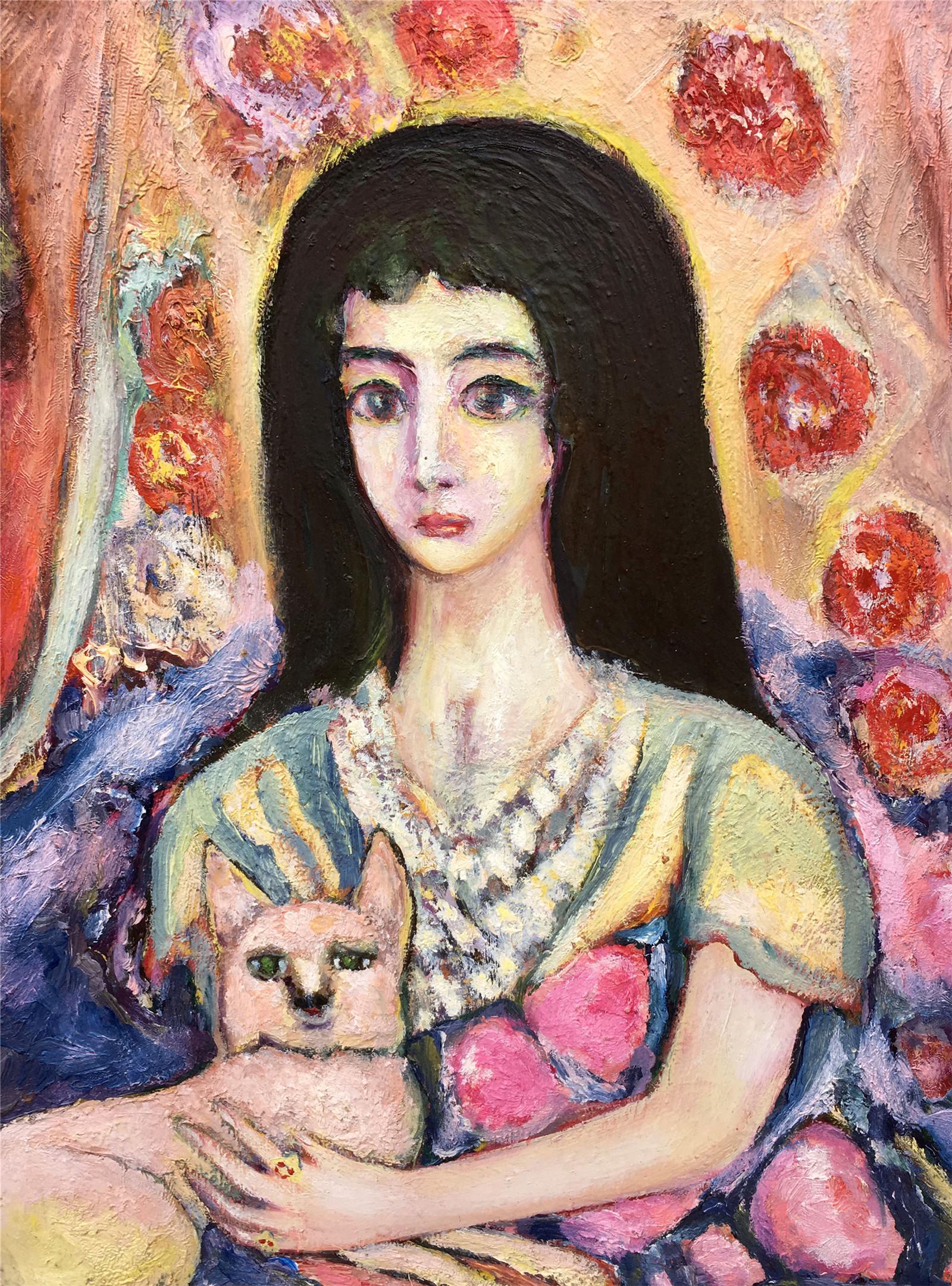 Oil painting Portrait girl Novikovsky Vladimir Ogievich: Oil painting Portrait girl Novikovsky Vladimir Ogievich. * TITLE: "Portrait girl" * ARTISTS: Novikovsky Vladimir Ogievich * SIZE: 60x40cm/'23.62Ñ…15.74 inches' * MEDIUM: oil, cardboard * HAND PAINT