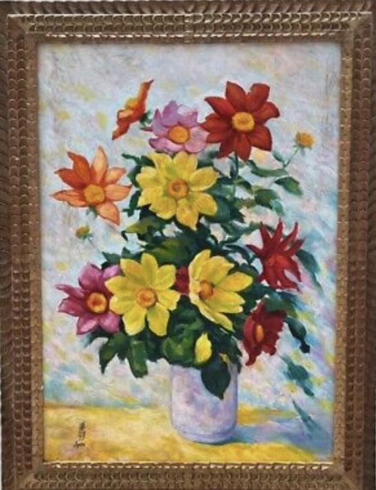 LE PHO 1907-2001 VIETNAMESE FRENCH OIL PAINTING ON CANVAS: LE PHO 1907-2001 VIETNAMESE FRENCH OIL PAINTING ON CANVAS. Image size 60cm by 80cm. With frame size 86cm by 65cm. Oil painting on hardboard with wooden frame. USA domestic shipping cost 30USD. /Intern